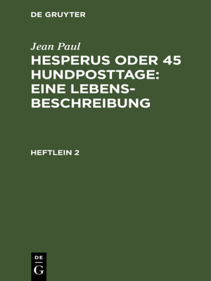 cover image of Hesperus oder 45 Hundposttage